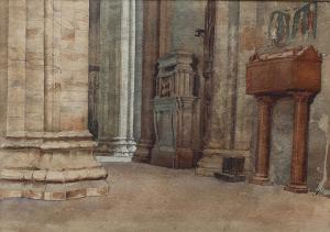Arch. Ambrogio Seveso, XIX Secolo  Tombe del Duomo, 1860  Acquerello su cartone